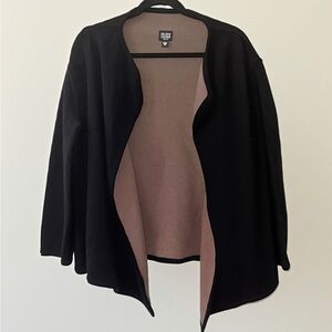 Beautiful Eileen Fisher Lambswool Cardigan- Black/Brown PL EXCELLENT CONDITION